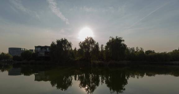 北京中关村 湿地公园 日落延时
