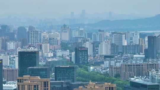 杭州市拱墅区市区高楼大厦车流航拍城市风景视频素材模板下载