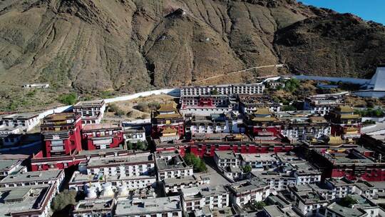 西藏日喀则扎什伦布寺航拍视频素材模板下载