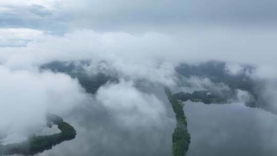 西湖云海山川森林云大山风景云海云雾山水