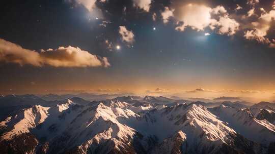 雪山星空全景