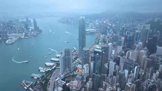 香港维多利亚港的航拍全景（含维港夜景）