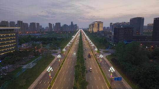 武汉高新大道夜景，直推上升镜头