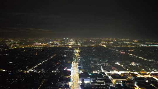 江苏苏州城市夜景大景航拍