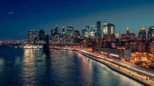 纽约市从曼哈顿大桥视频素材模板下载