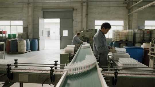 工厂工人在流水线作业