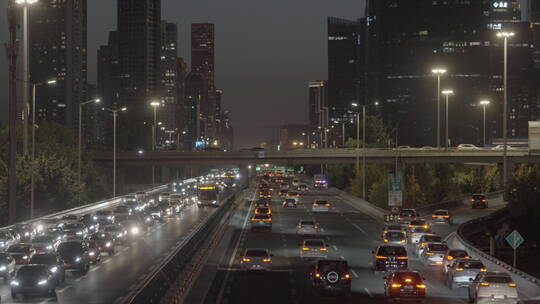 夜景城市车流空镜