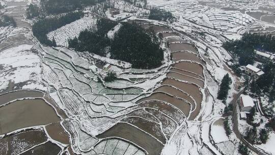 航拍农业种植农田冬天雪景