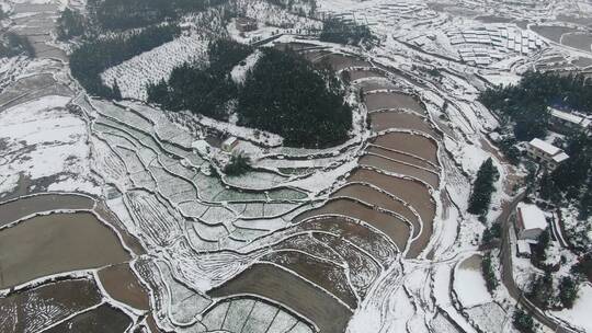 航拍农业种植农田冬天雪景视频素材模板下载