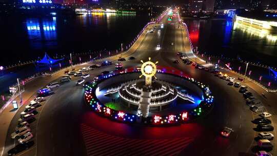 滨州中海船舵大钟夜景环绕（2023春节）