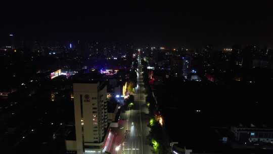 山东日照城市夜景灯光航拍