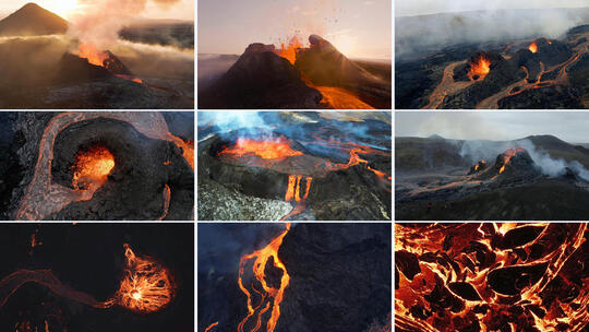 4K航拍冰岛火山岩浆流动景象高清在线视频素材下载