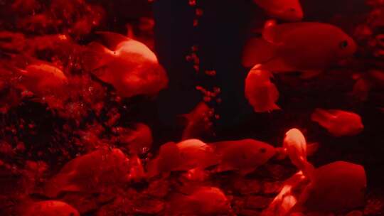 鹦鹉鱼血鹦鹉红色鱼财神鱼水族馆鱼缸特写