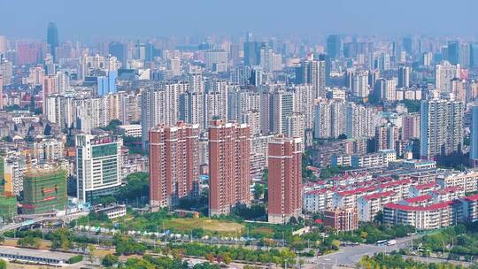 江西南昌赣江高楼大厦城市风景风光航拍摩天