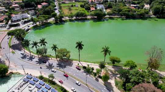 巴西贝洛奥里藏特米纳斯吉拉斯市中心的潘普尔哈湖高清在线视频素材下载