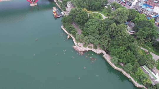 航拍广西柳州城市建筑风光