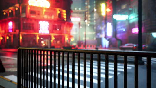 霓虹灯下的城市街道视频素材模板下载
