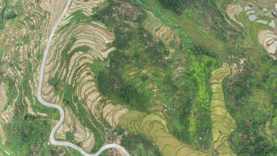 江西上饶水晶山景区梯田秋季风光航拍