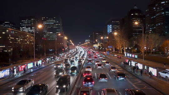 车流空镜 城市夜景车流