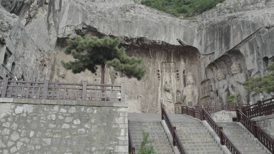 龙门石窟夜景航拍香山寺洛阳景点文化