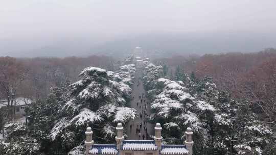 南京中山陵雪景航拍