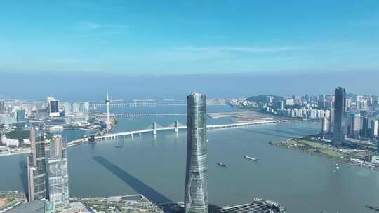 珠海中心大厦航拍城市摩天大楼珠海建筑风光