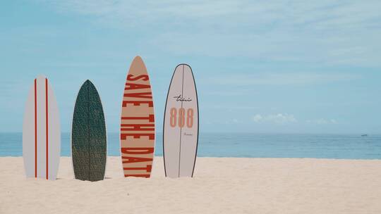 沙滩滑板休闲度假视频素材模板下载
