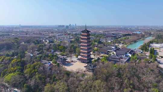扬州大运河文化旅游度假区大明寺栖灵塔航拍