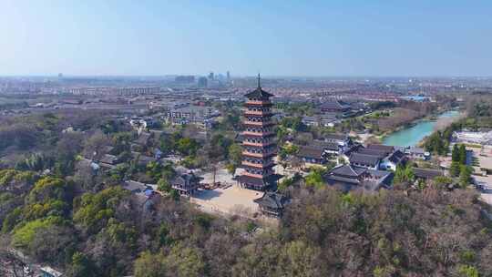 扬州大运河文化旅游度假区大明寺栖灵塔航拍视频素材模板下载