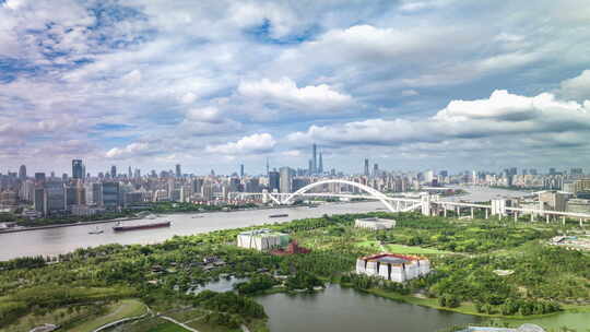 航拍上海世博文化公园延时视频素材模板下载