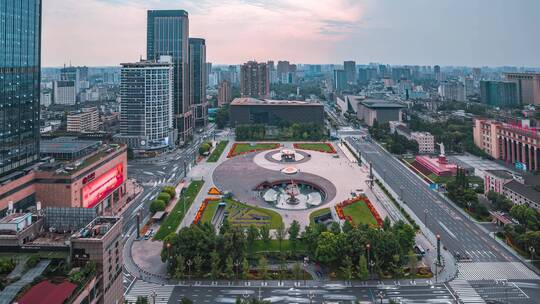 天府广场_日景固定延时视频素材模板下载