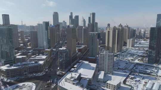 城市雪景 冬天 城市雪景航拍