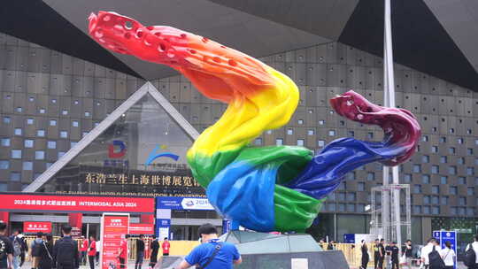 海世博展览馆空境 特写 空镜 展牌