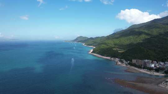 4K航拍深圳大鹏海岸线碧海蓝天视频素材模板下载