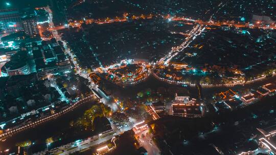 苏州_七里塘山_夜景航拍延时