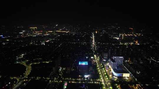 航拍河南许昌夜景许昌大景