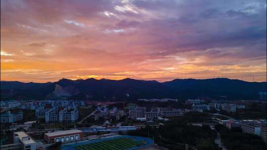 城市落日延时 时间快速流逝 日转夜 傍晚