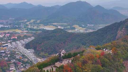 浙江绍兴会稽山大禹陵景区航拍越城区风景大