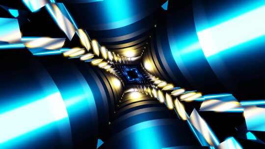 带光反射vj循环的无尽赛博隧道