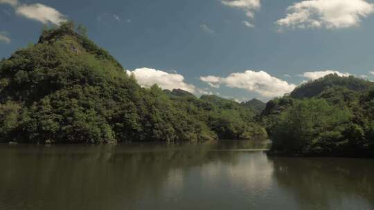 C安徽黄山湖水蓝天白云延时