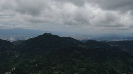 蓝天白云青山森林航拍