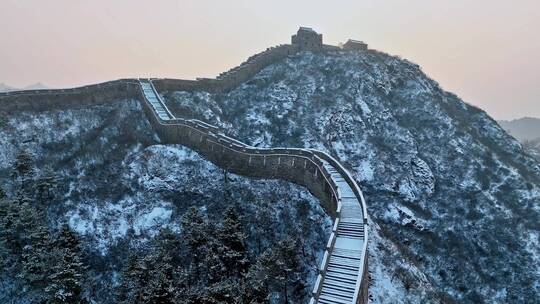 中国长城万里长城航拍北京冬季宣传片