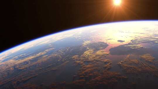 从外太空看地球和太阳