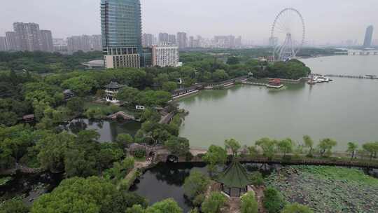 江苏无锡蠡园4A景区航拍