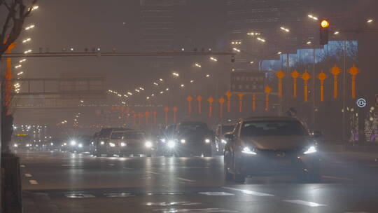 城市新年 新年夜景 过年街道氛围