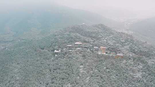 4k航拍山东济南千佛山雪景