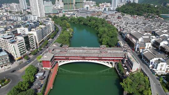 贵州铜仁风雨桥航拍视频素材模板下载