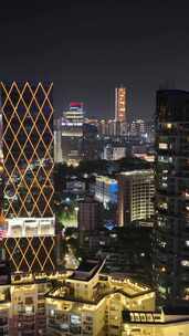 竖屏航拍福建厦门城市夜景