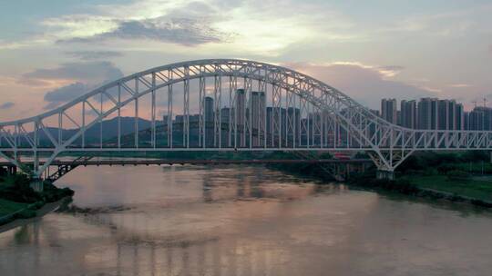 南宁邕江三岸大桥航拍夕阳龙岗邕宁区东盟视频素材模板下载