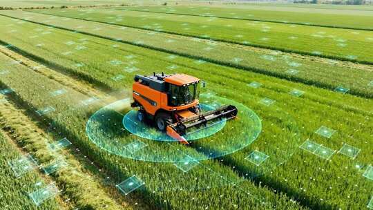 智慧农业科技农业温室大棚喷洒农药收割水稻